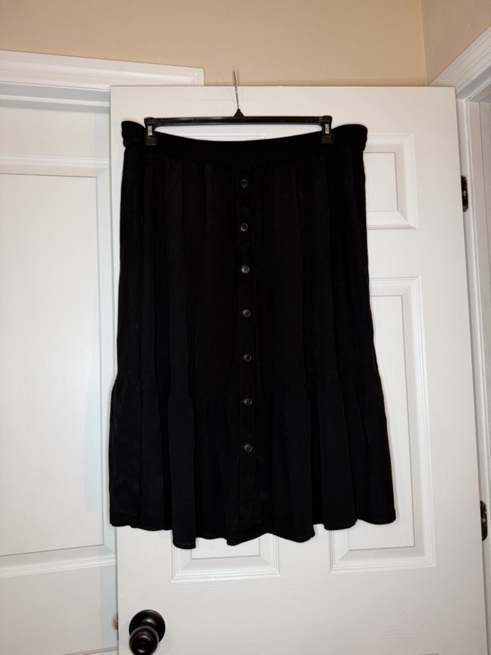 Talbots Plus Black Tiered Maxi Skirt Elastic Waist Drawstring Womens Sz 3X